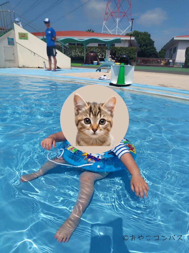はなさきふれあいパークプール＿幼児プールで泳ぐ